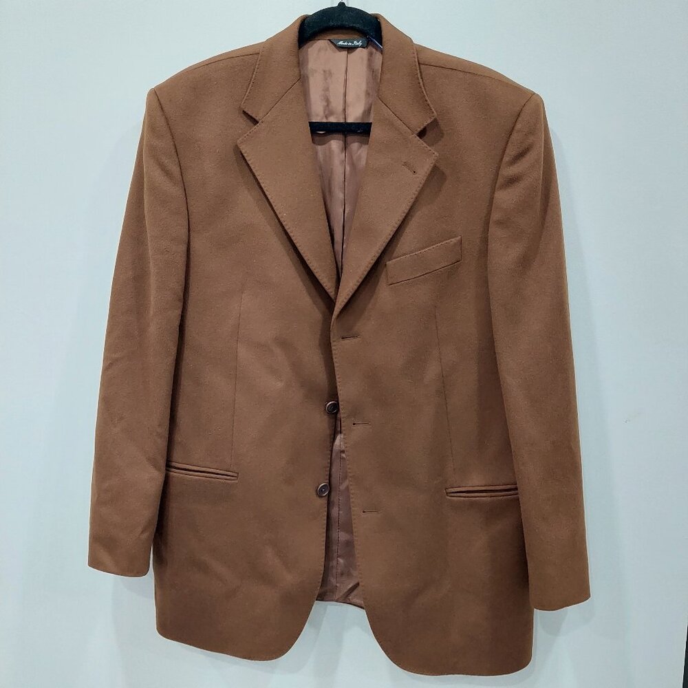 House of Cashmere Men's 40R 100% Pure Cashmere Blazer Coat Made In Italy Brown